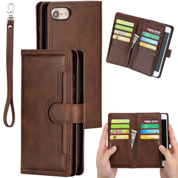 Plånboksfodral Läder Multi-Slot iPhone 7/8/SE Brun