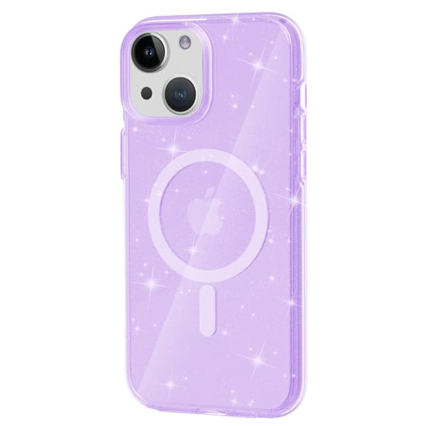 Glitter MagSafe Skal iPhone 15 Transparent Lila