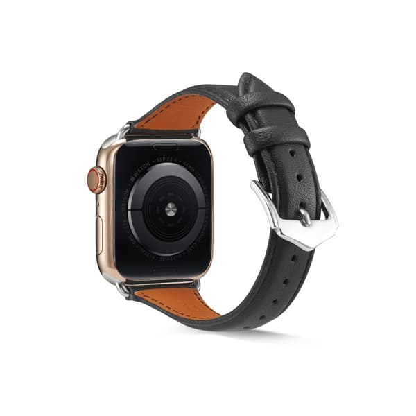 Smal Læderrem Apple Watch Series 11 46mm Sort