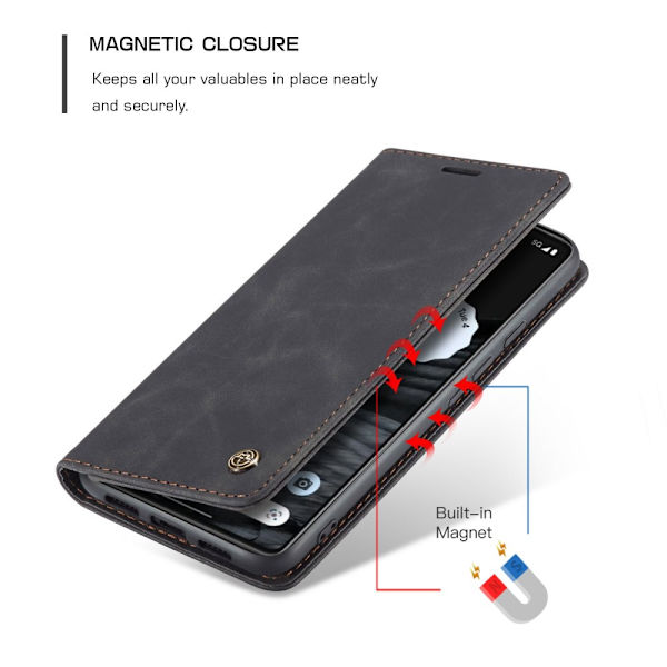 CaseMe Slim Lompakkokotelo Google Pixel 7 Musta