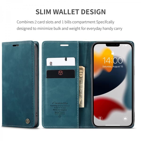 CaseMe Slim Pungetui iPhone 13 Pro Blå