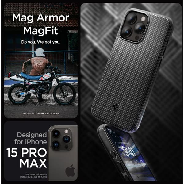 Spigen iPhone 15 Pro Max Skal MagSafe Armor Svart