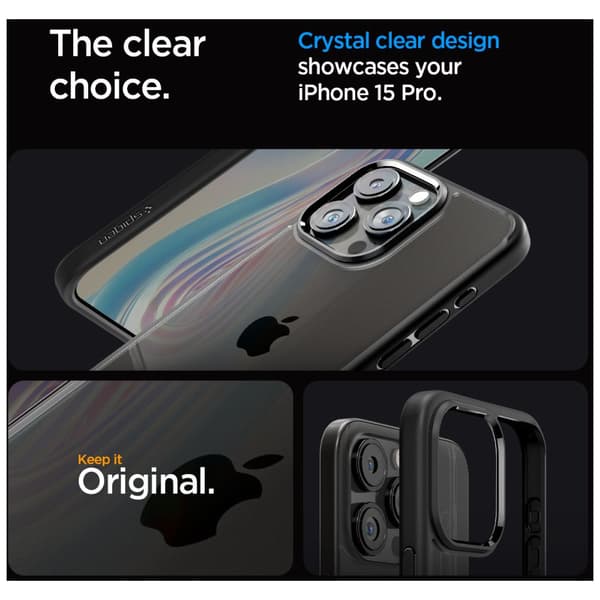 Spigen iPhone 15 Pro -kuori Ultra Hybrid Matte Black