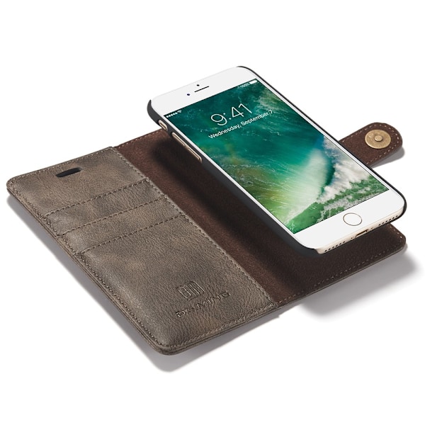 DG.MING 2-in-1 Magnet Wallet iPhone 7/8/SE Brown