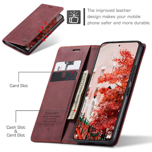 CaseMe Slim Lompakkokotelo Xiaomi 14 Pro Punainen