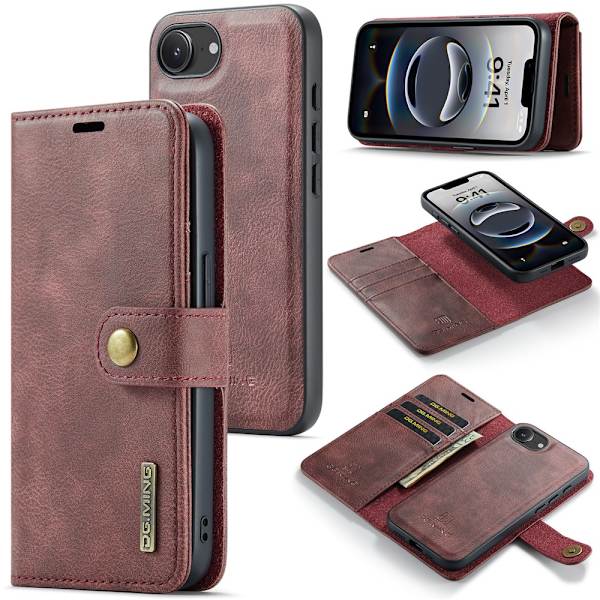 DG.MING 2-in-1 Magnet Wallet iPhone 16e Red