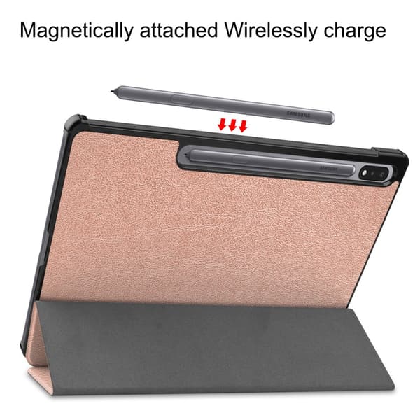 Samsung Galaxy Tab S7 Plus/S8 Plus 12.4 Fodral Tri-fold Roséguld