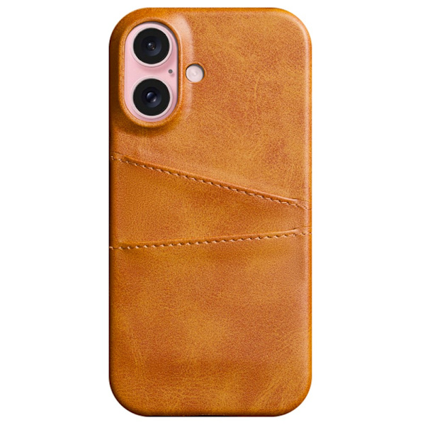 Nahkainen korttikotelo iPhone 16 Plus Cognac
