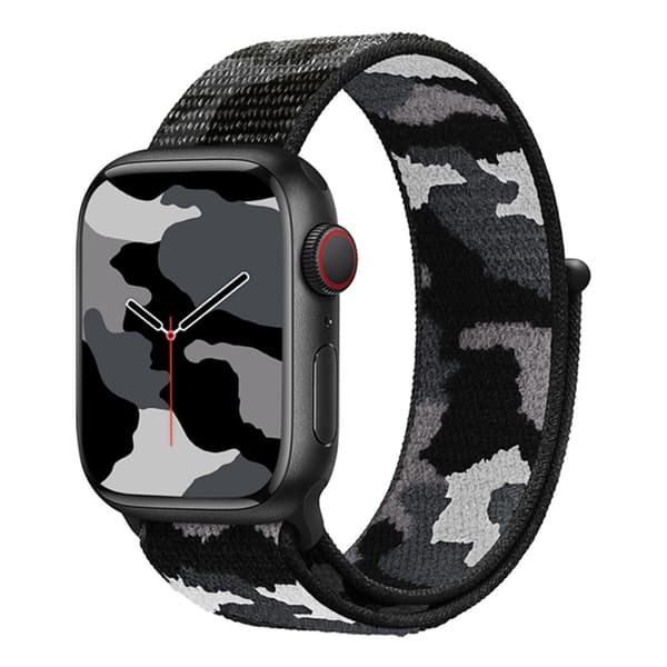 Nylonrem Apple Watch 45mm Series 9 Camouflage Grå