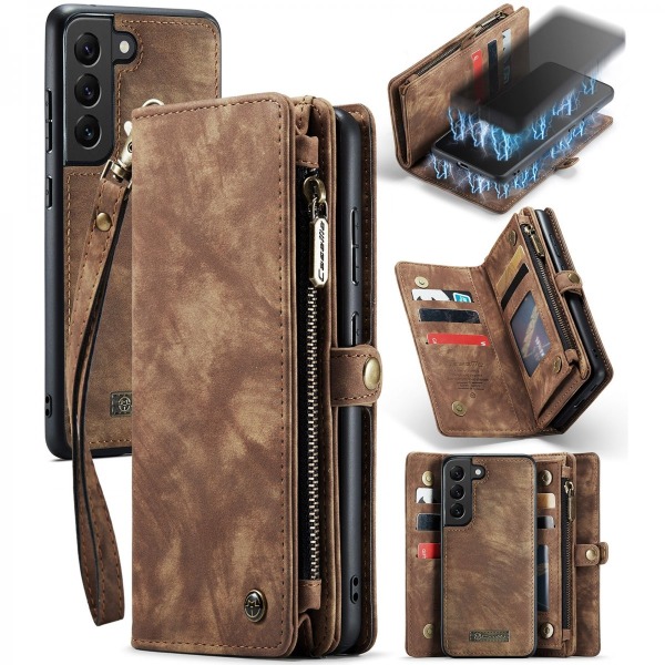 CaseMe Multi-Slot 2 i 1 Wallet Case Galaxy S22 Brun