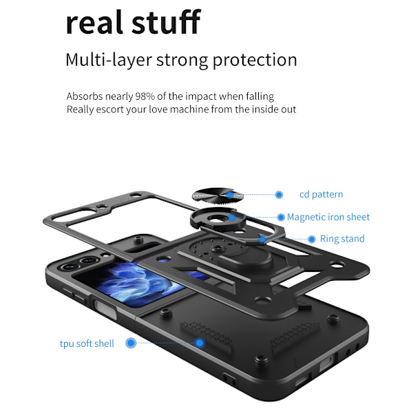 Hybridskal Samsung Galaxy Z Flip 6 Ringholder Sort