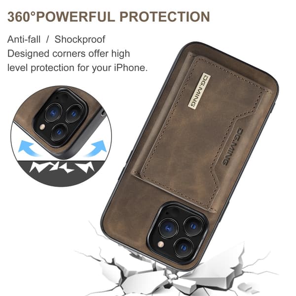 DG.MING 2-i-1 Magnetiskt Skal Med Kortfack iPhone 16 Pro Max Bru