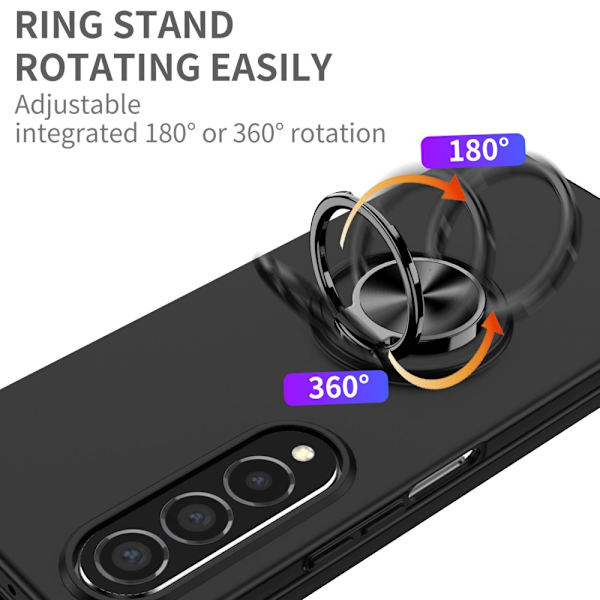 Samsung Galaxy Z Fold 4 Cover med Magnetisk Ringholder Sort