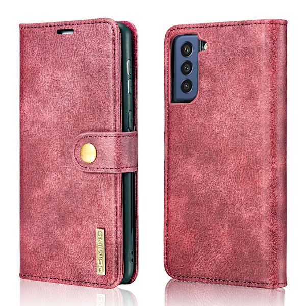 DG.MING 2-in-1 Magnet Wallet Samsung Galaxy S21 FE Red