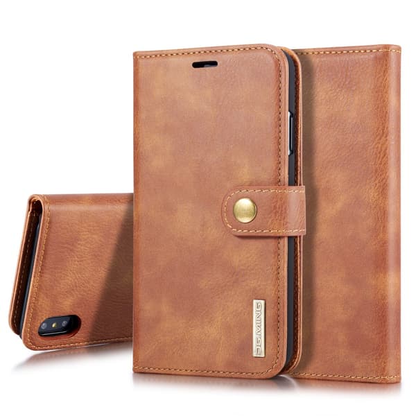 DG.MING 2-i-1 Magnetiskt Plånboksfodral iPhone XS Max Cognac