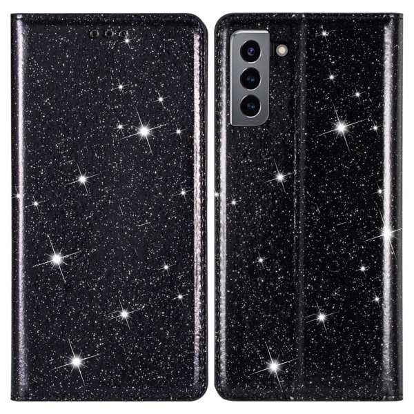 Glitter lompakkokotelo Samsung Galaxy S22 musta