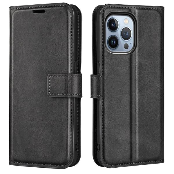 iPhone 14 Pro Wallet Läder Svart