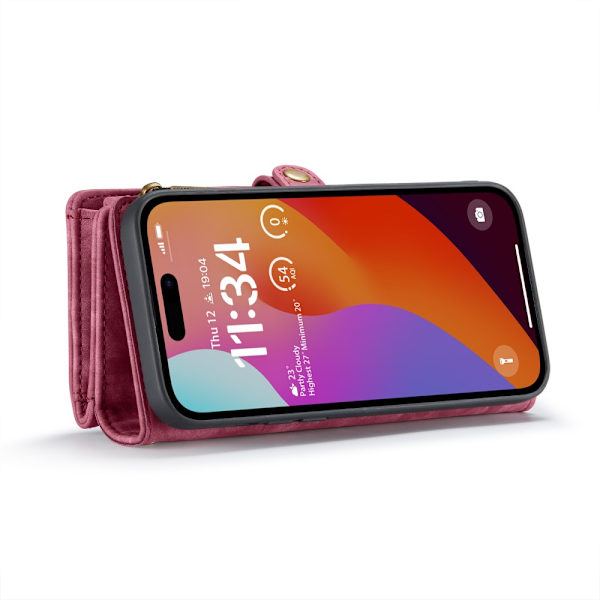 CaseMe Multi-Slot 2 i 1 Pungetui iPhone 16 Pro Rød