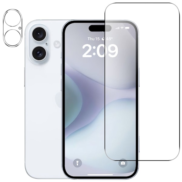 Karkaistu lasi näytönsuoja ja linssisuoja iPhone 16 Plus