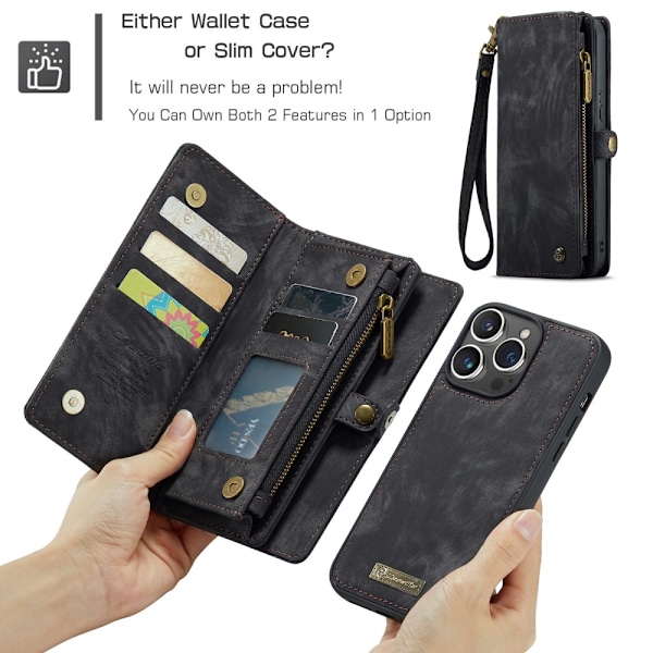 CaseMe Multi-Slot 2 i 1 Pungetui iPhone 16 Pro Max Sort