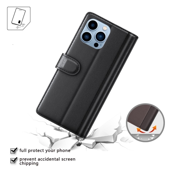 Ægte læder etui iPhone 14 Pro Max Sort