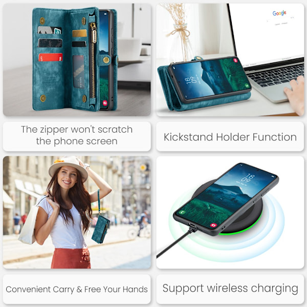 CaseMe Multi-Slot 2 i 1 Pungetui Galaxy S25 Plus Blå