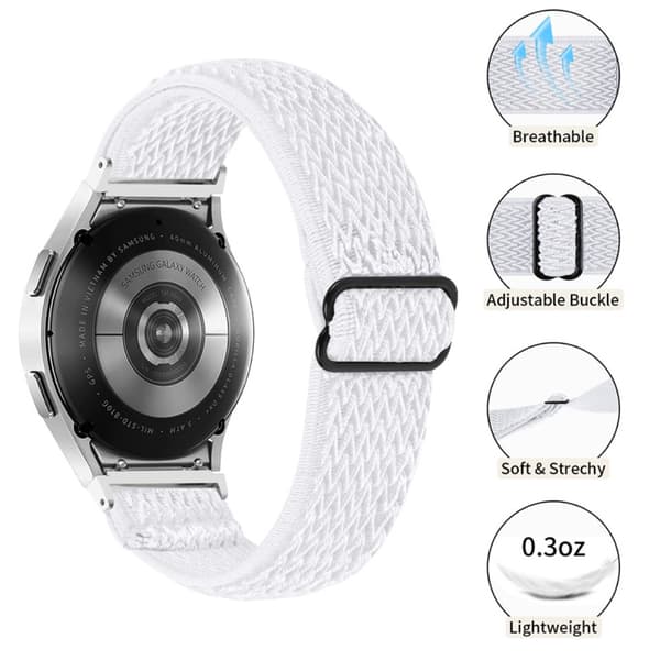 Vävd Nylonarmband Samsung Galaxy Watch FE Vit