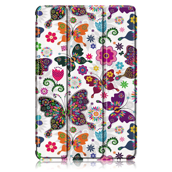 Samsung Galaxy Tab S7/S8 Fodral Tri-fold Fjärilar Vit