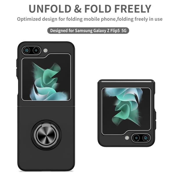 Samsung Galaxy Z Flip 5 Cover med Magnetisk Ringholder Sort