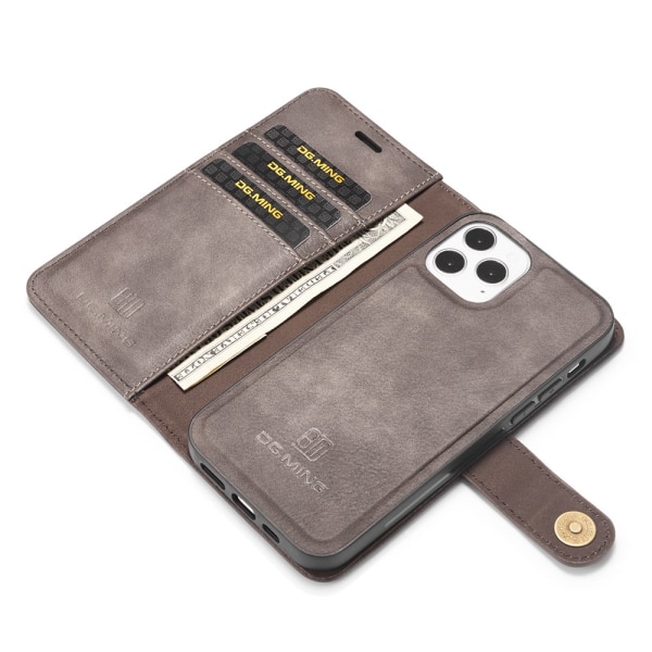 DG.MING 2-in-1 Magnet Wallet iPhone 13 Pro Brown