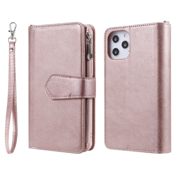 Zipper Magnet Leather Wallet iPhone 12 Pro Max Rose Guld