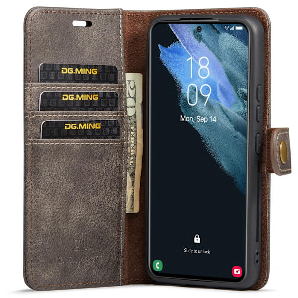 DG.MING 2-in-1 Magnet Wallet Samsung Galaxy S22 Brown