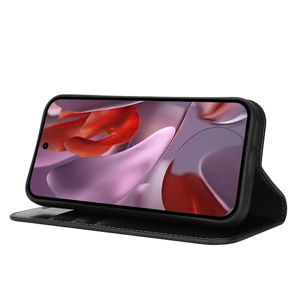 Mobilcover Google Pixel 9a Ægte Læder Sort