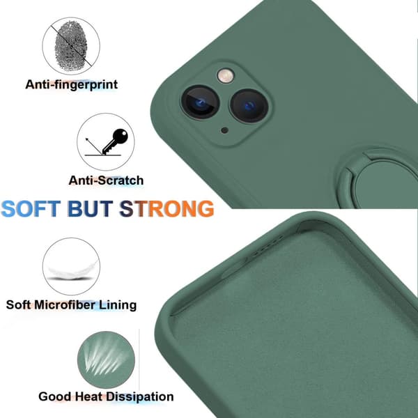 iPhone 15 Plus -kuori renkaalla, vihreä