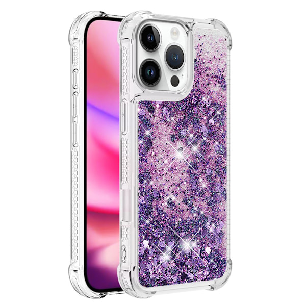 Glitter Bling TPU -kotelo iPhone 16 Prolle, lila