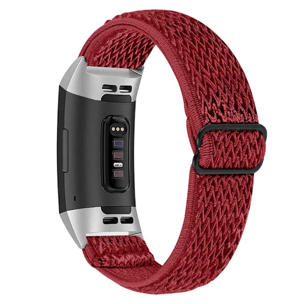 Fitbit Charge 3/4 punainen punottu nylonranneke