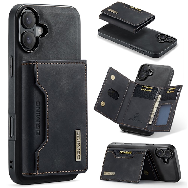 DG.MING 2 i 1 Magnetisk Kortlomme Etui iPhone 16 Plus Sort