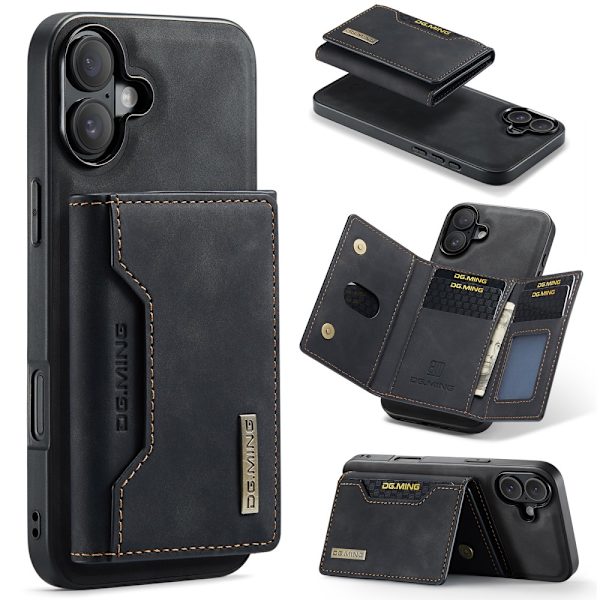 DG.MING 2 in 1 Magnetic Card Slot Case iPhone 16 Plus Black