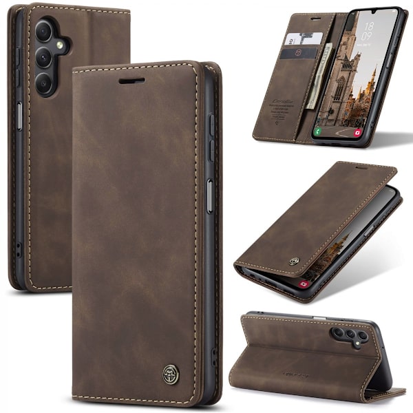 CaseMe Slim Lompakkokotelo Samsung Galaxy A15 Ruskea