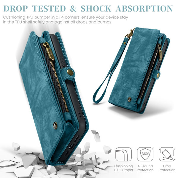 CaseMe Multi-Slot 2 i 1 Pungetui iPhone 16 Pro Max Blå