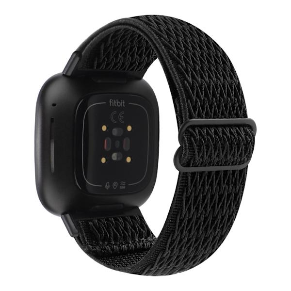 Fitbit Versa 4/Sense 2 -punottu nailonranneke, musta