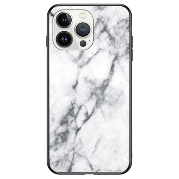 Cover af hærdet glas iPhone 14 Pro Max hvid marmor