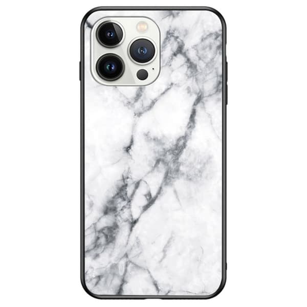 Skal Hærdet Glas iPhone 14 Pro Max Hvid Marmor