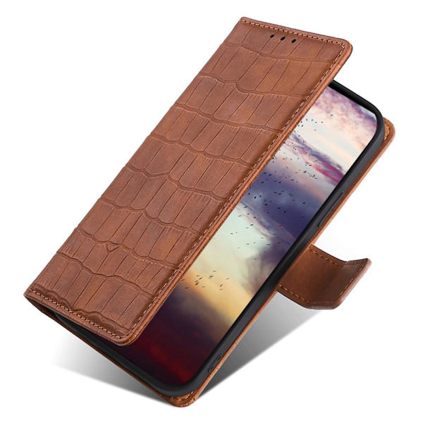 iPhone 14 Pro Fodral Krokodilmönster Brun