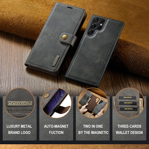 DG.MING 2-in-1 Magnet Wallet Samsung Galaxy S25 Ultra Brown