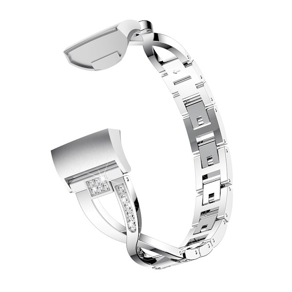 Rhinestone Krystalarmbånd Fitbit Charge 3/4 Sølv