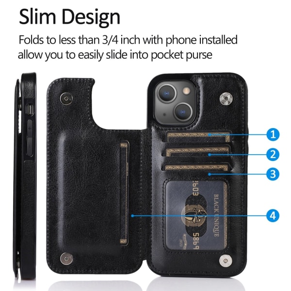 iPhone 14 Skal Pung Sort