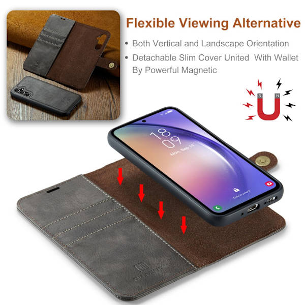 DG.MING 2-in-1 Magnet Wallet Samsung Galaxy A54 Brown