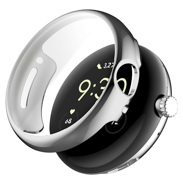 Google Pixel Watch -suojakotelo, läpinäkyvä, hopeanvärinen