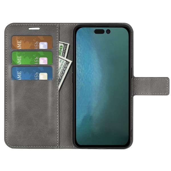 iPhone 14 Wallet Läder Grå